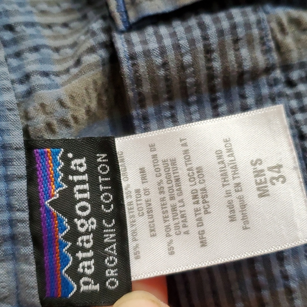 Patagonia Men's Organic Cotton Textured Pucker ware plaid shorts Sz: 34